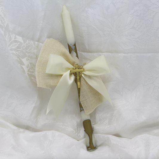 Gold Marble Roman Cross Candle