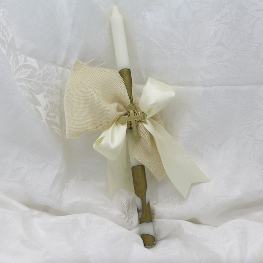 Gold Marble Orthodox Cross Candle